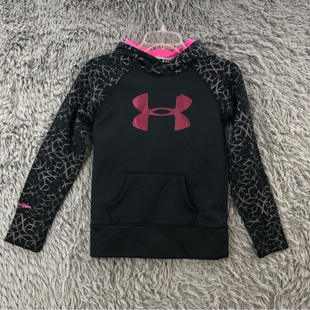 Under Armour UA Hoodie Youth Medium Logo Storm Thumbholes Athletic Pullover